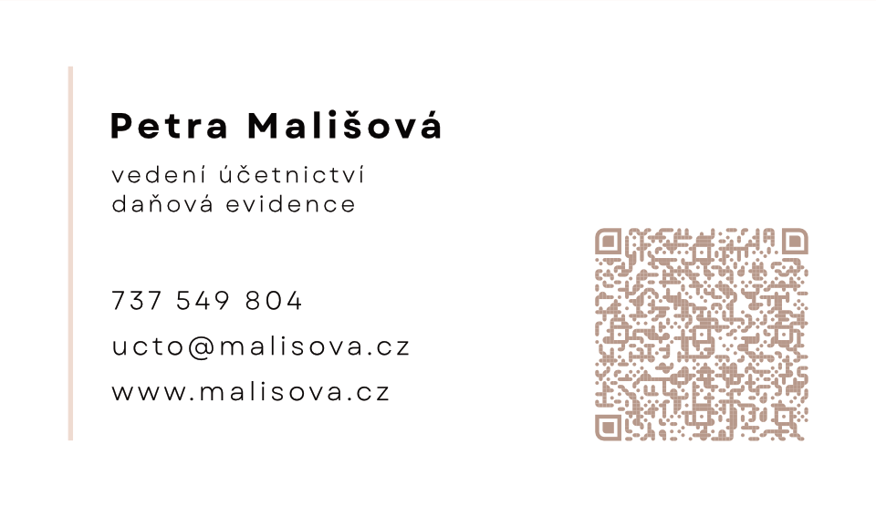Kontaktní údaje Petra Mališová, telefon 737 549 804, e-mail ucto@malisova.cz